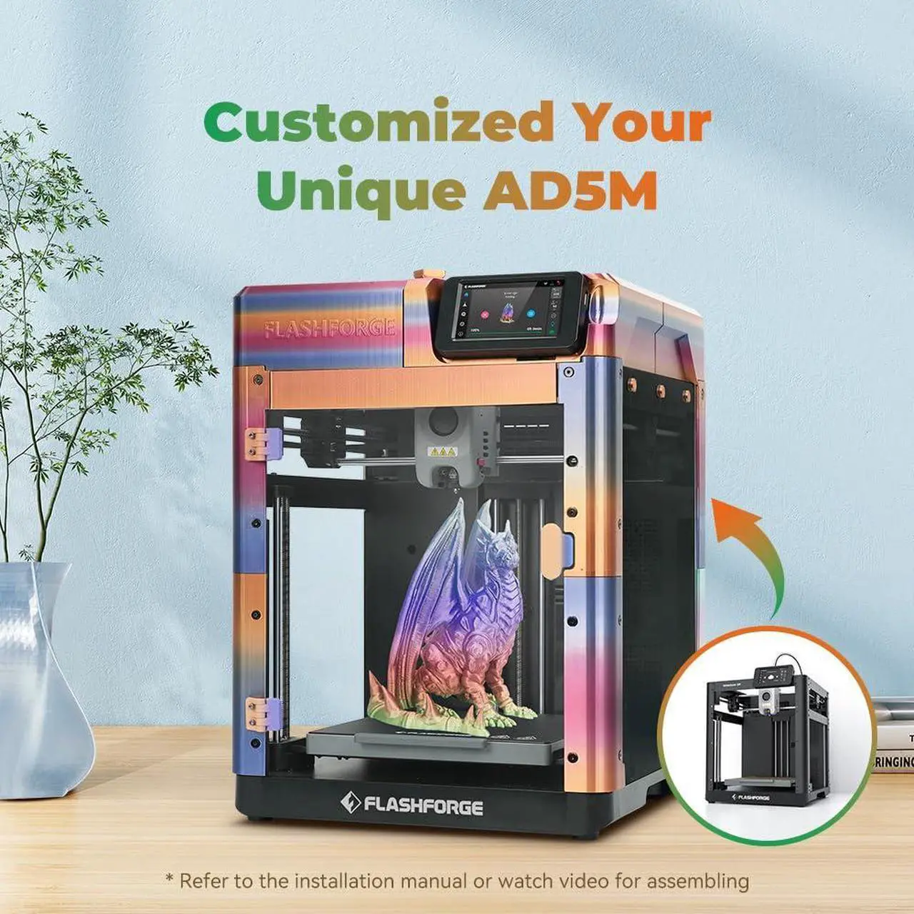 Alt view image 2 of 7 - AD5M 3D Printer Fully Auto Calibration Print with 1-Click Max 600mm/s Speed, All-Metal CoreXY Structure Precise Printing, Easy-Maintenance Quick-Swap Nozzle, Print Size 220x220x220mm
