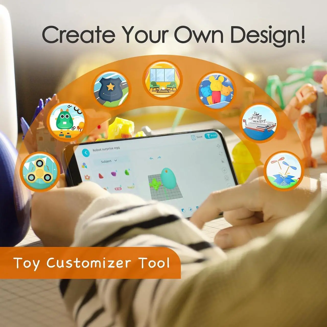 Alt view image 4 of 7 - 3D Printer for Kids, Beginner 3D Printer with 8 PLA Filament Set, Huge Toy Library & Modify, Wi-Fi & App Control, Create STEM Toys, High Precision, W/ 15+ Mini 3D Design Module,  Joy