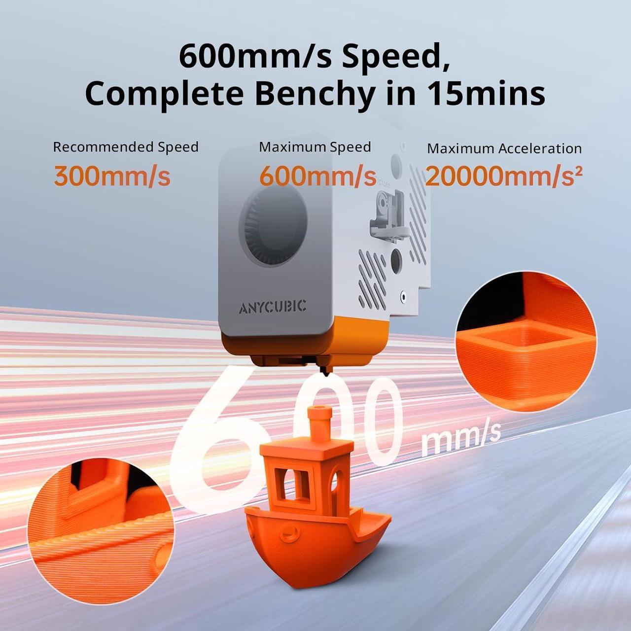 Alt view image 3 of 7 - Anycubic Kobra S1 3D Printer Only, 600mm/s High Speed Printing and Full Auto Leveling, Free-Clogging Extruder with 320 Hotend, Mental CoreXY Strucuture Built-in Camera, 44dB Low Noise 250*250*250mm