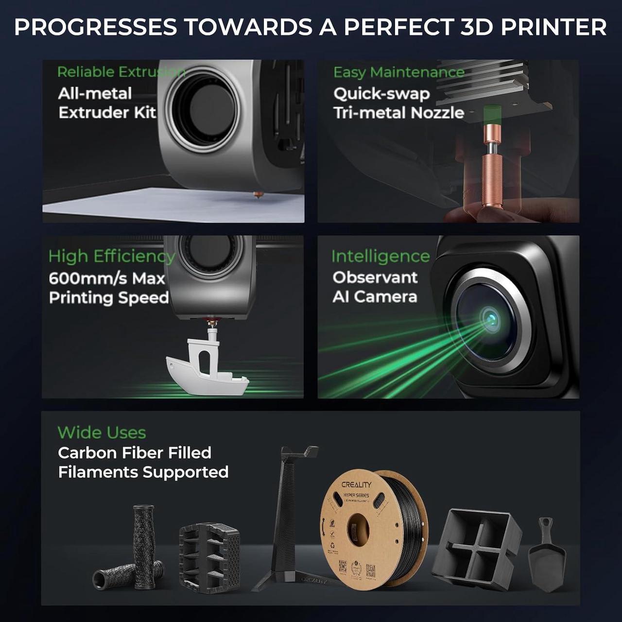 Alt view image 4 of 7 - Creality K1C 3D Printer, 2024 New Version 3D Printers with 600mm/s Fast Printing Speed and Clog-Free Direct Extruder, Support 300 Printing and Carbon Fiber Filaments, Auto Leveling and AI Camera