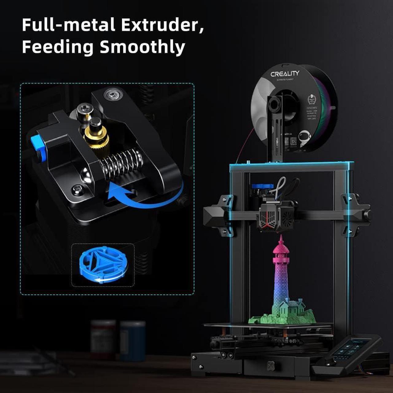 Alt view image 4 of 7 - Creality Ender 3 V2 Neo 3D Printer with CR Touch Auto Leveling PC Spring Steel Platform Full-Metal Extruder 95% Pre-Installed 3D Printers Resume Print and Model Preview 8.66x8.66x9.84 inch