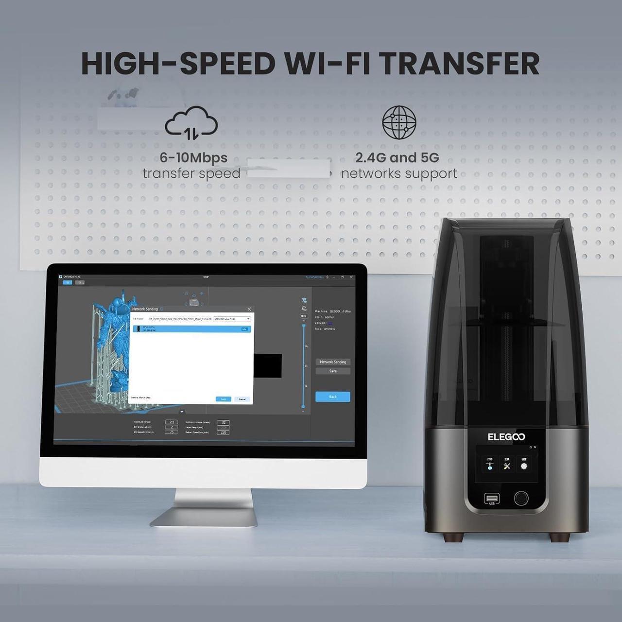 Alt view image 3 of 6 - ELEGOO Mars 4 Ultra MSLA 3D Printer with 7-Inch 9K Monochrome LCD, Wi-Fi Connectivity, Effortless Leveling System, ACF Release Liner Film, Printing Size of 6.04x3.06x6.5 Inches