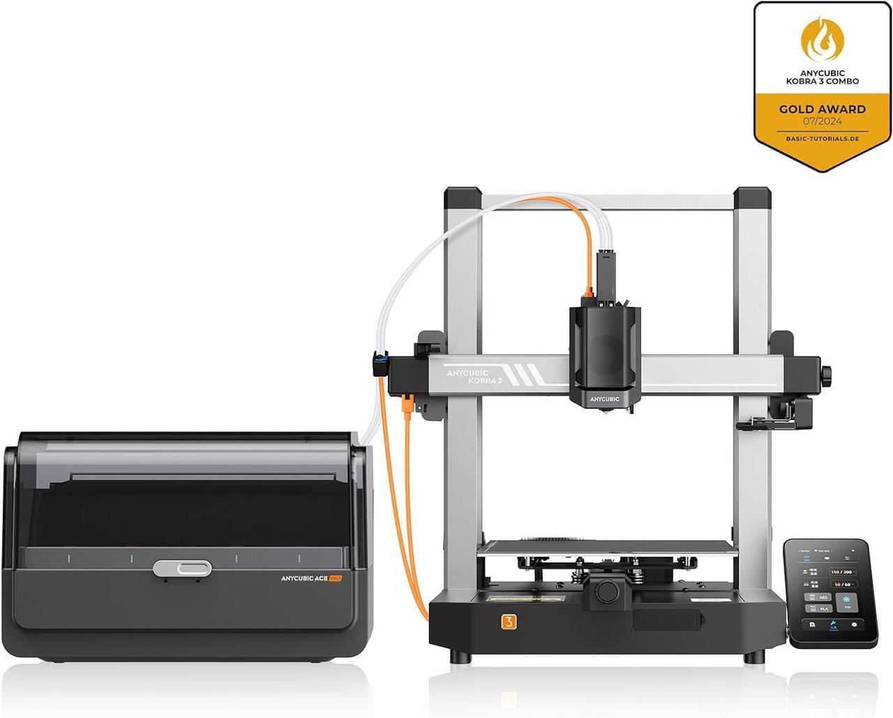 Alt view image 2 of 7 - Anycubic 3D Printer Kobra 3 Combo, Multi Color 3D Printer Up to 4 Stunning Rainbow Colors, Nozzle Clog Detection, Dry Printing and Filament Backup, Max High Speed 600mm/s, Size 250x250x260mm