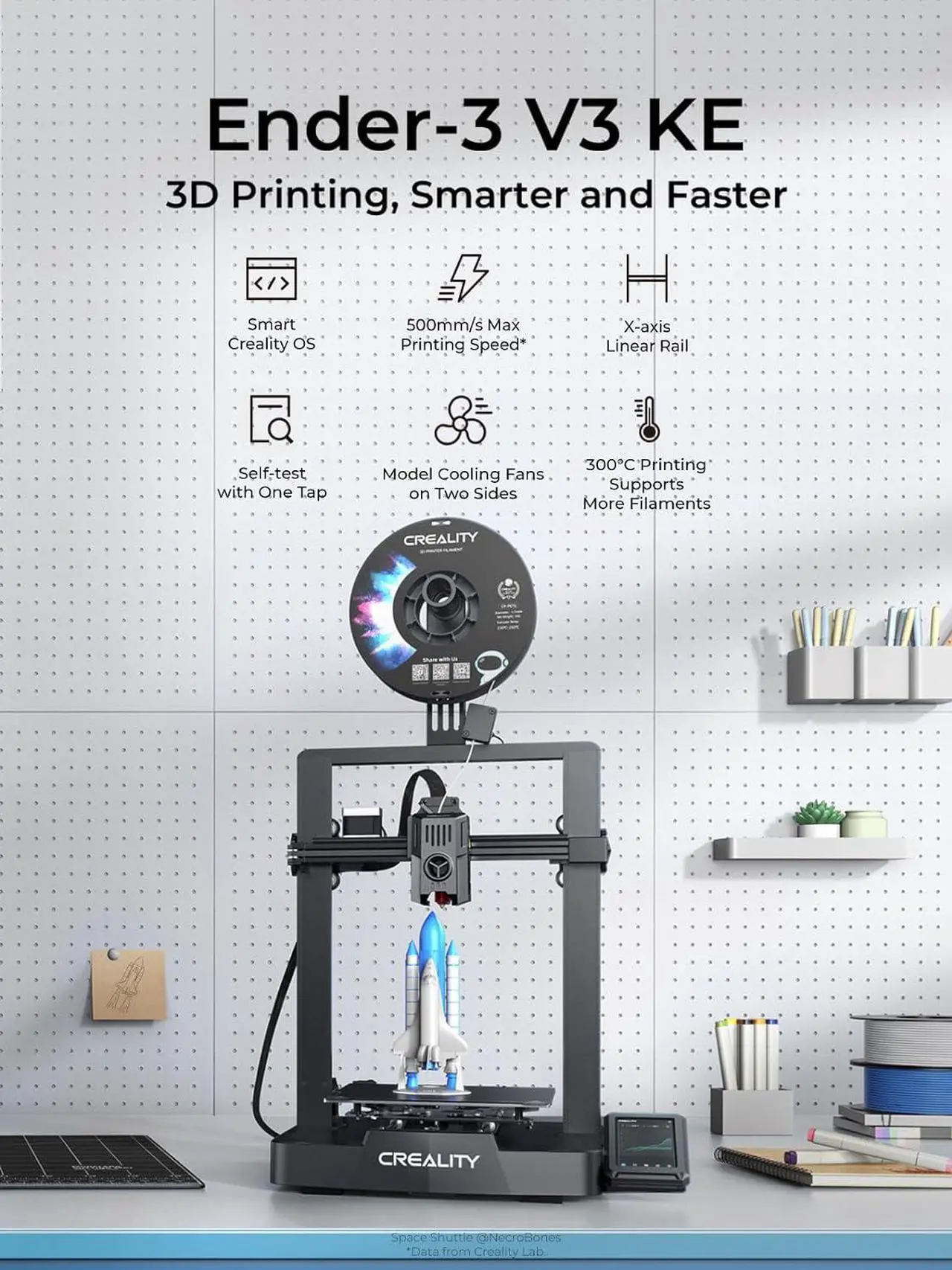 Alt view image 2 of 7 - Creality Ender-3 V3 KE 3D Printer, 500 mm/s High-Speed Printing with Auto-Leveling, Sprite Direct Extruder Supports 300 Printing, Ultra-Smooth and Stable, 220×220×250 mm Print Volume