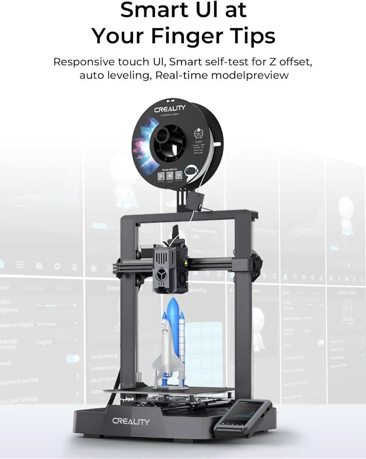 Alt view image 4 of 7 - Creality Ender-3 V3 KE 3D Printer, 500 mm/s High-Speed Printing with Auto-Leveling, Sprite Direct Extruder Supports 300 Printing, Ultra-Smooth and Stable, 220×220×250 mm Print Volume