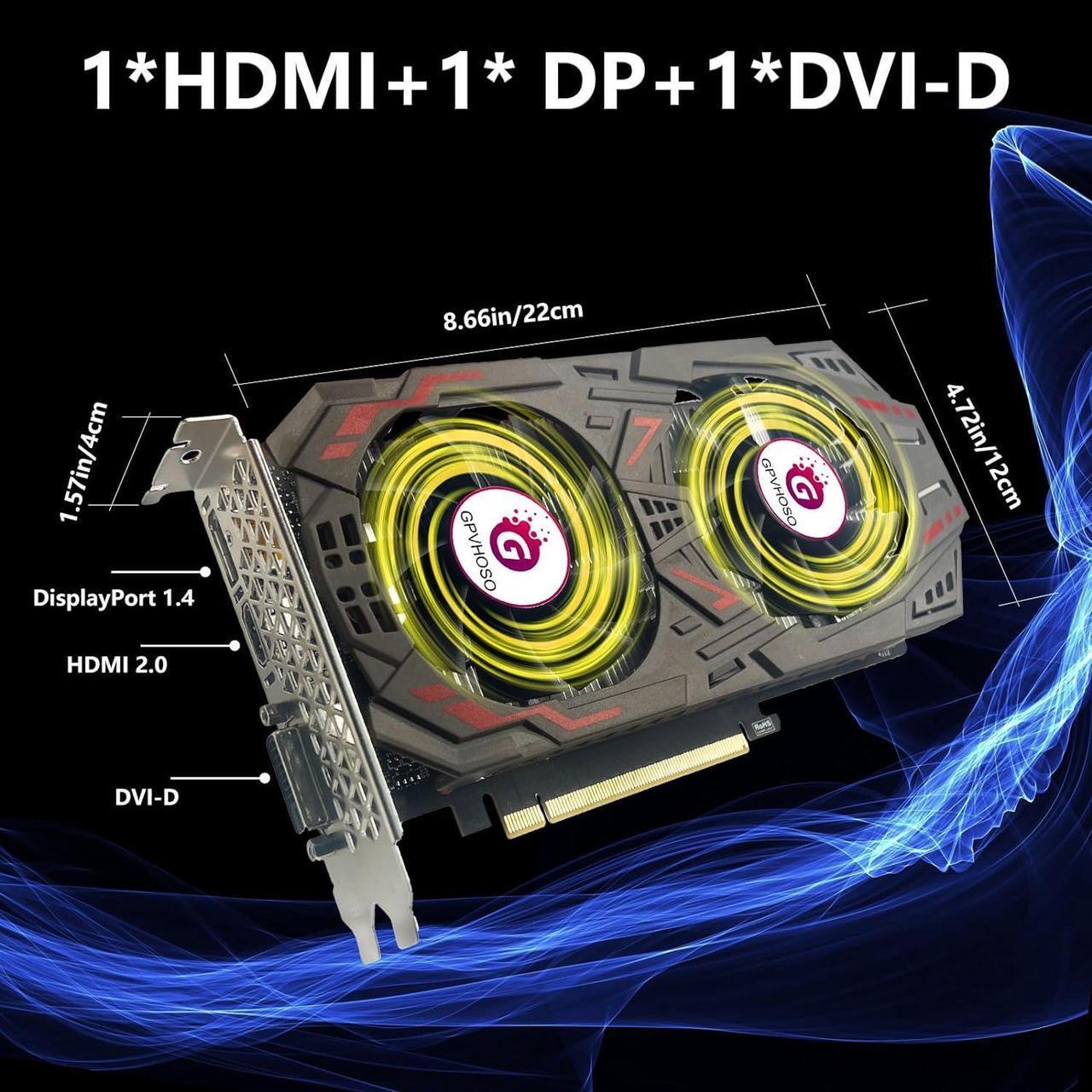 Alt view image 3 of 7 - GPVHOSO GeForce GTX 1060 6GB GDDR5 192bit Gaming Graphics Card 4K HDR VR Ready Dual Cooling Fans Support DirectX 12 PCIe3.0 * 16 HDMI DVI DP Video Cards for PC