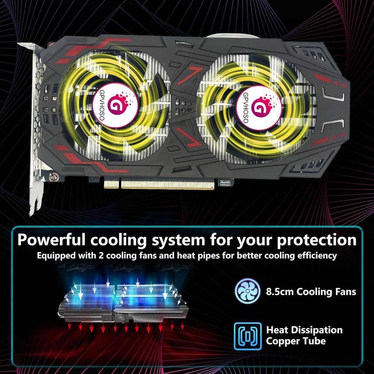 Alt view image 6 of 7 - GPVHOSO GeForce GTX 1060 6GB GDDR5 192bit Gaming Graphics Card 4K HDR VR Ready Dual Cooling Fans Support DirectX 12 PCIe3.0 * 16 HDMI DVI DP Video Cards for PC