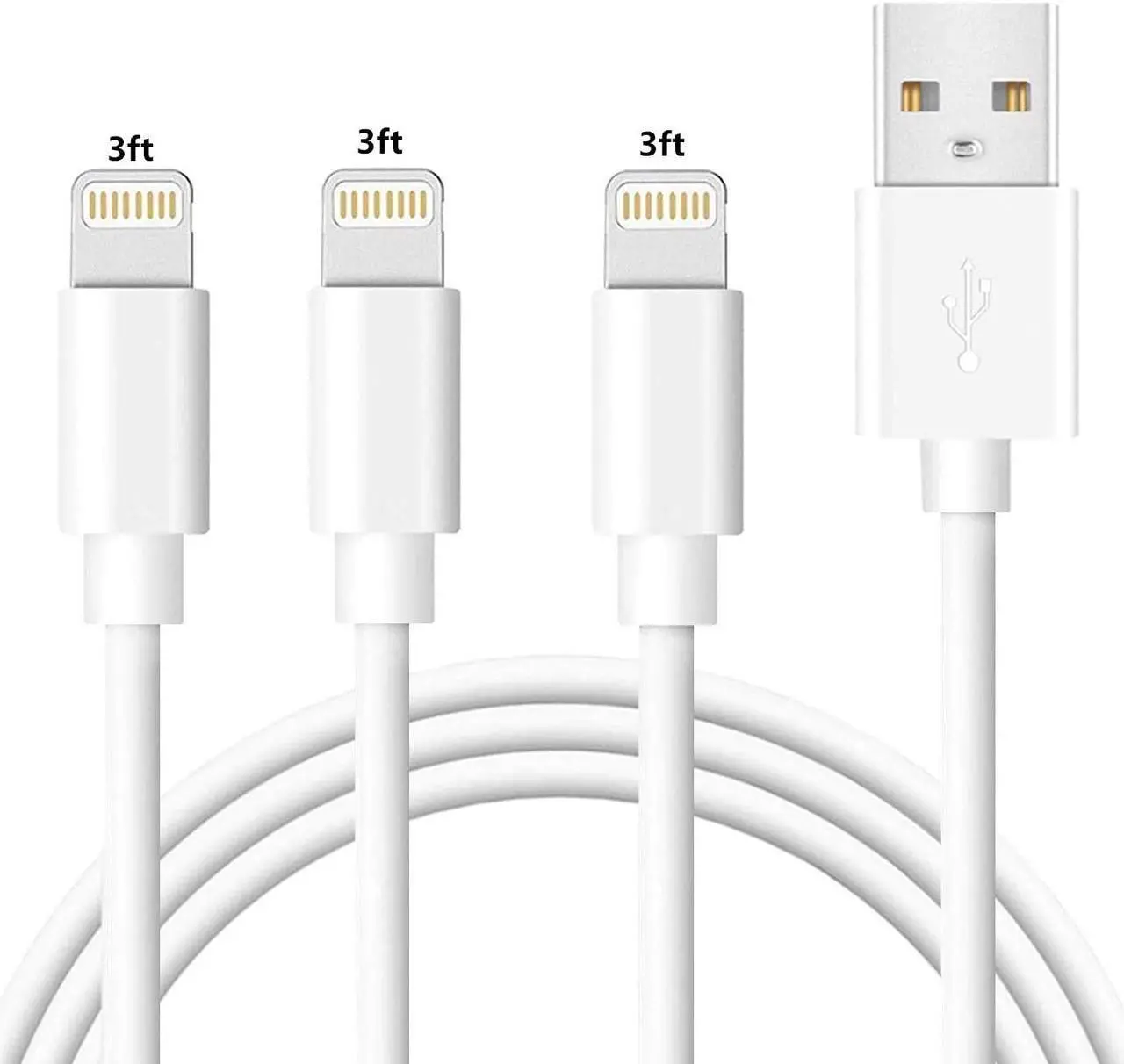 Main image of iPhone Charger Cable Lightning Charger Cable 3 Pack 3FT USB Fast Charging Syncing Cords Cables Compatible iPhone XS/Max/XR/X/8/8Plus/7/7P/6S/iPad/IOS