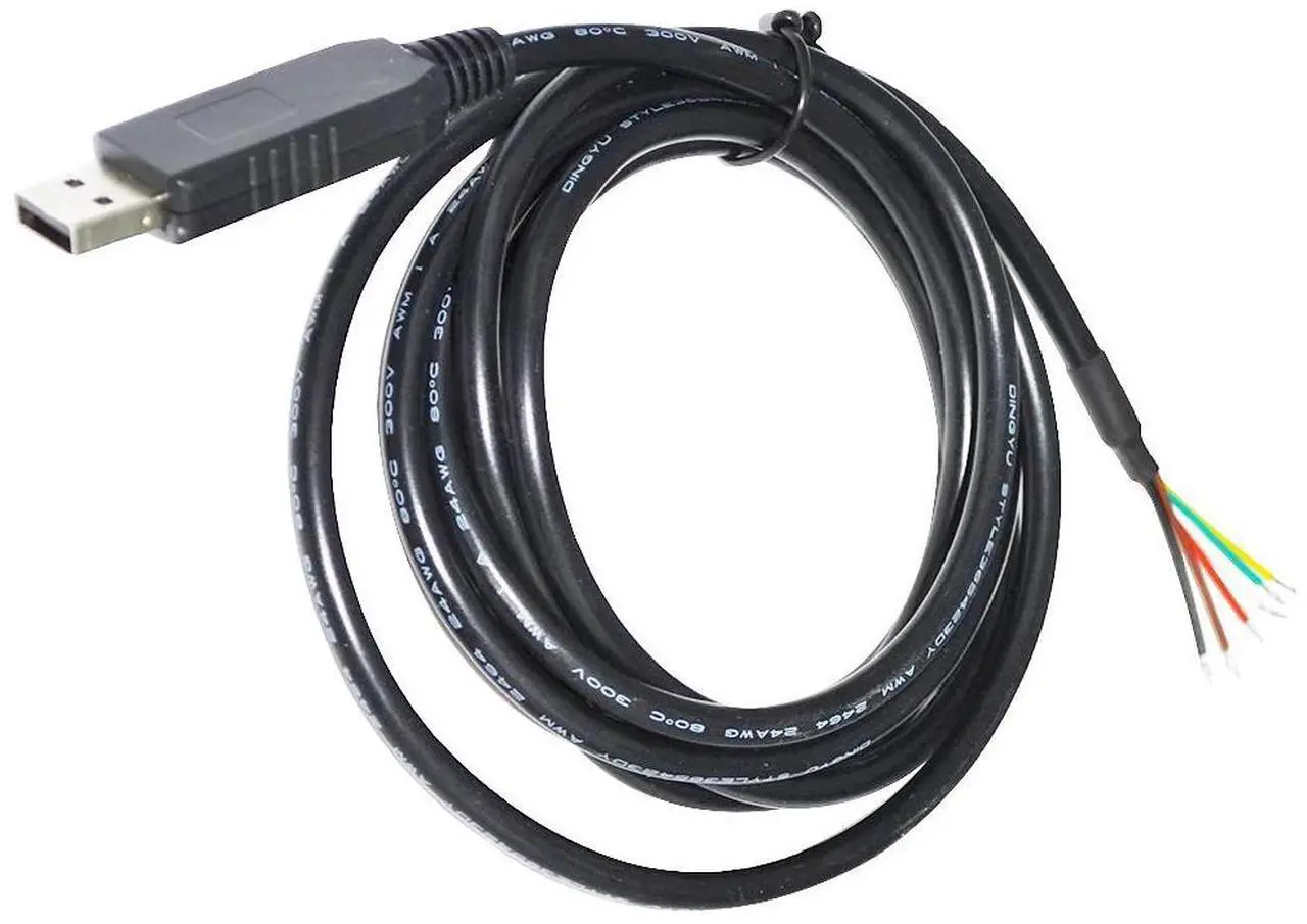 Main image of INDUSTRIAL FTDI FT232RL CHIP USB TO RS232 CONVERTER 6PIN 6P WE WIRE END OPEN SERIAL CABLE COMPATIBLE WITH USB-RS232-WE-1800-BT 
(1.8M Length)