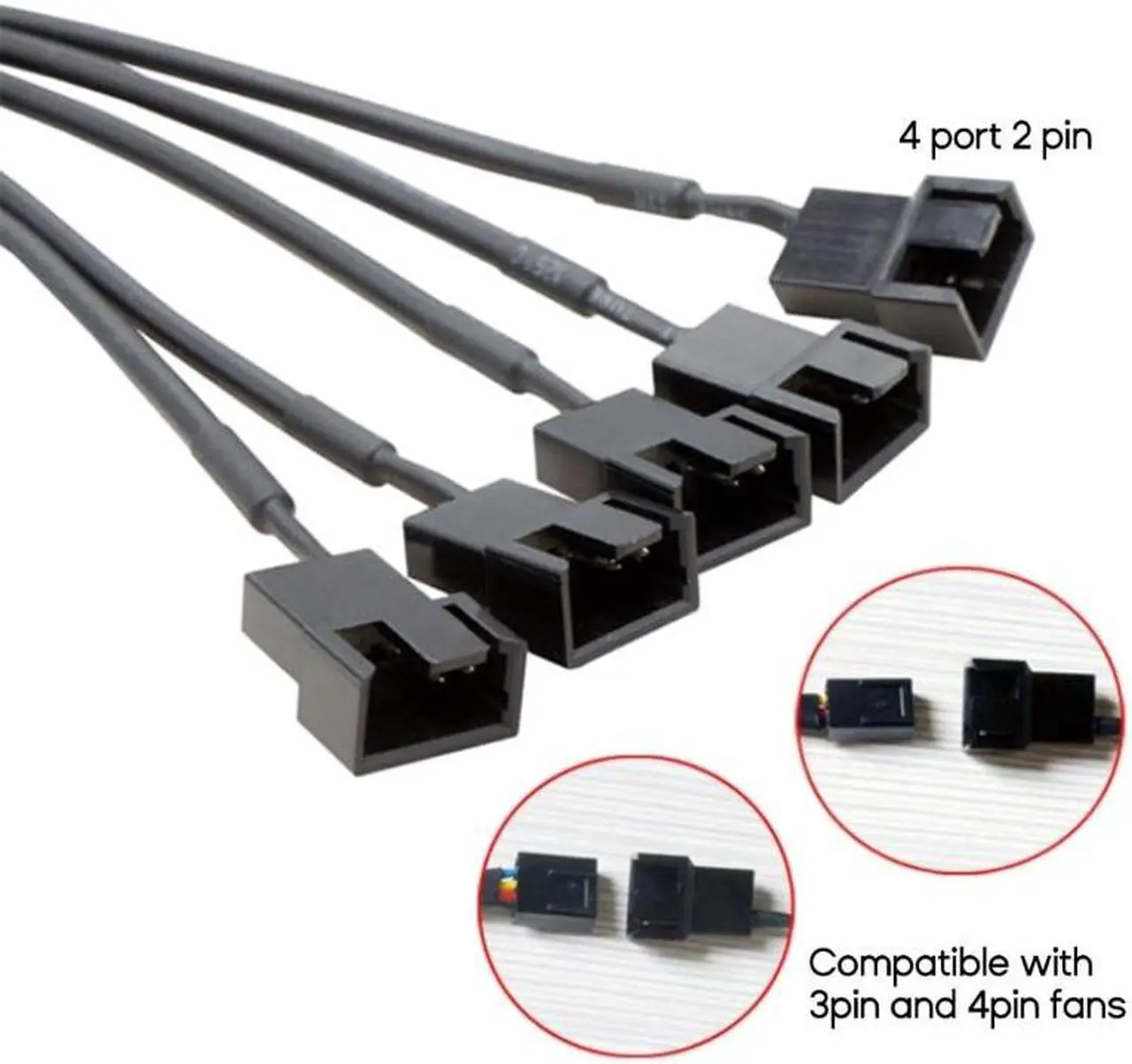 Alt view image 2 of 6 - DC5521 to 5-Port 4Pin Cooler Adapter Cable Cooling Fan Splitter Converter Power Supply Cord Extension Wire for Computer