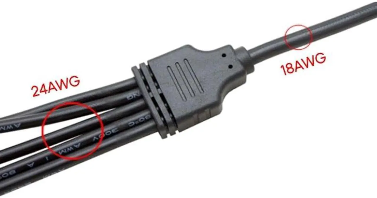 Alt view image 4 of 6 - DC5521 to 5-Port 4Pin Cooler Adapter Cable Cooling Fan Splitter Converter Power Supply Cord Extension Wire for Computer