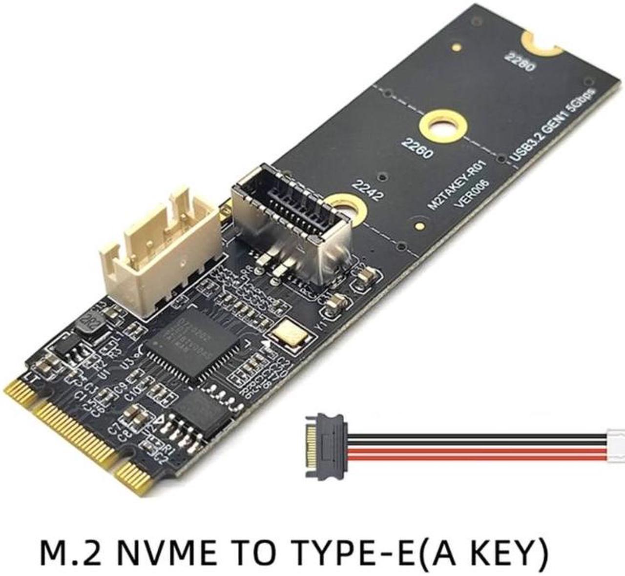 PCI-E M2 NVME Expansion Card M2 NVME to Type-C Front TYPE-E A-KEY 20PIN Extension USB3.2 5Gbps Adapter Card(TypeE)