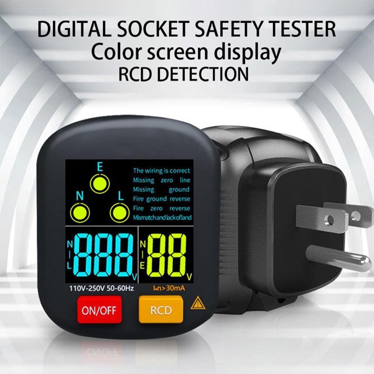 Digital Socket Tester Smart Voltage Detector RCD GFCI NCV Voltage Test EU US UK Plug Ground Zero Line 30mA Socket Detector Plug specification: EU plug (Digital Display)