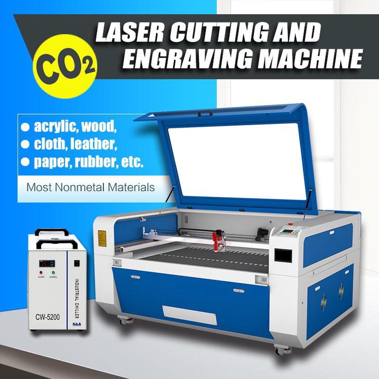 Alt view image 2 of 7 - 150W CO2 Laser Cutting Engraving Machine 1390 RECI Laser Cutter Engraver 51x35in CW 5200 Water Chiller 1300*900mm Working Area