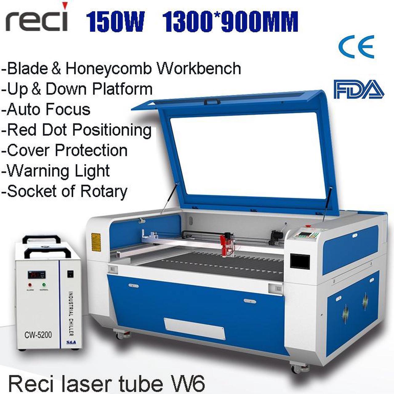 Main image of 150W CO2 Laser Cutting Engraving Machine 1390 RECI Laser Cutter Engraver 51x35in CW 5200 Water Chiller 1300*900mm Working Area