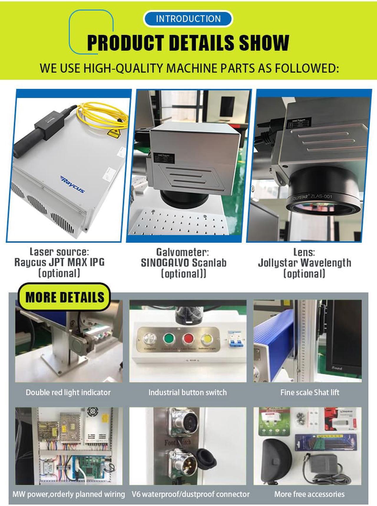 Alt view image 6 of 7 - 50W JPT Fiber Laser Marking Machine 50W Fiber Laser Engraver for Metal Stainless Electronic Parts CNC Engraving Steel DIY Working Lens 175mm*175mm
