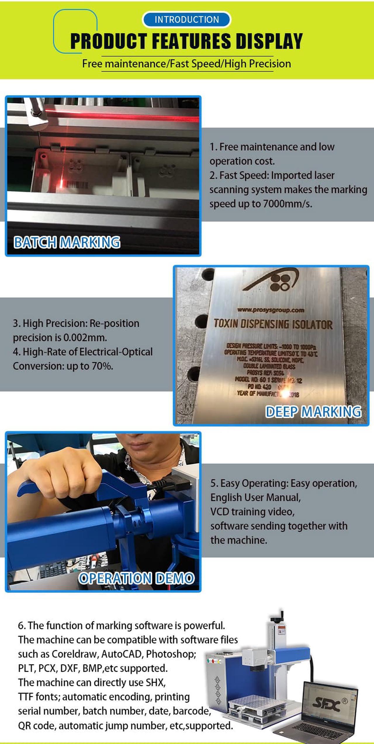 Alt view image 5 of 7 - 50W JPT Fiber Laser Marking Machine 50W Fiber Laser Engraver for Metal Stainless Electronic Parts CNC Engraving Steel DIY Working Lens 175mm*175mm