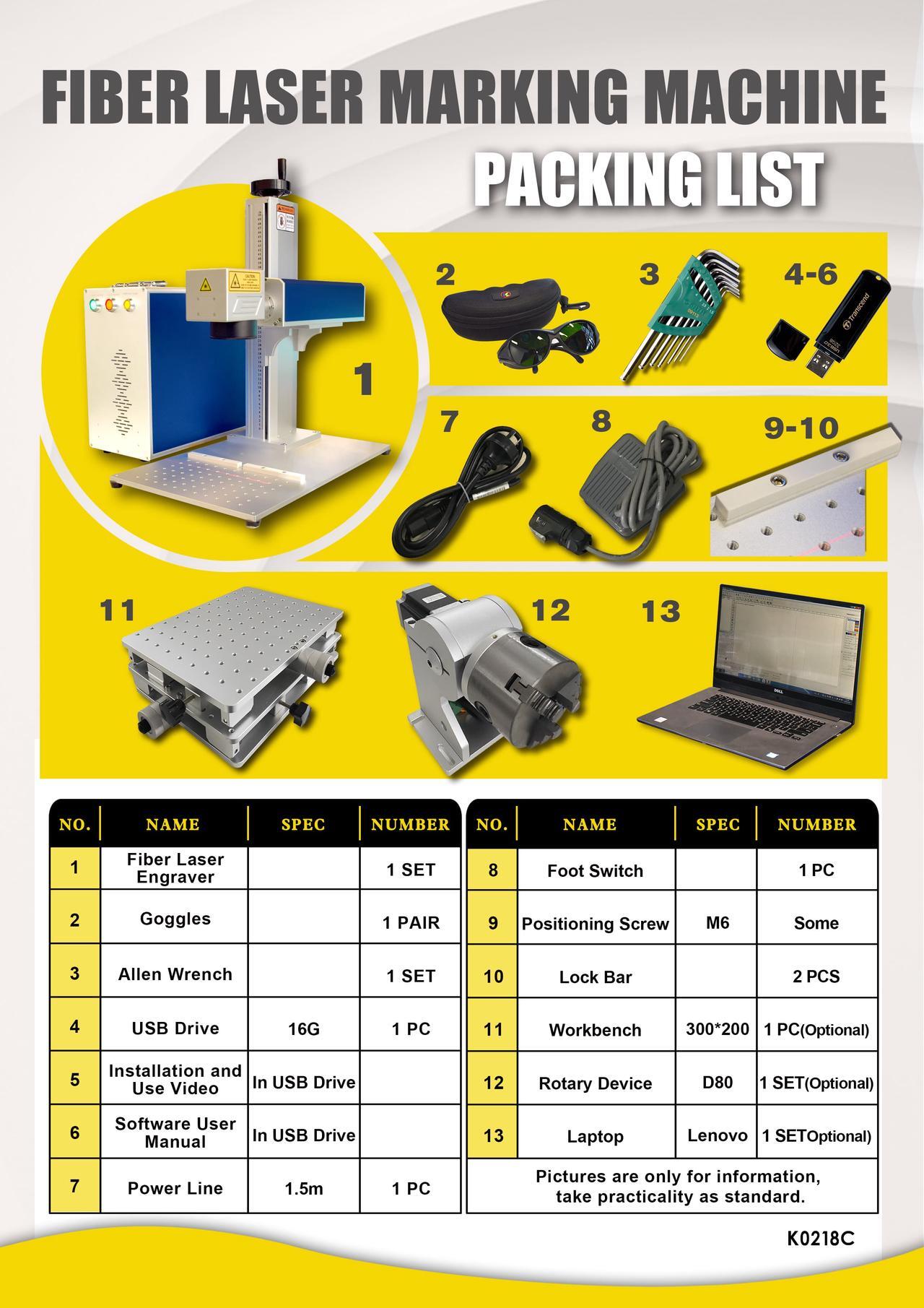Alt view image 7 of 7 - US Stock JPT 50W Fiber Laser Marking Machine Lens 175mm*175mm Metal Laser Engraving Machine with Rotary Axis 80mm Two-Year Warranty DHL Fast Shipping