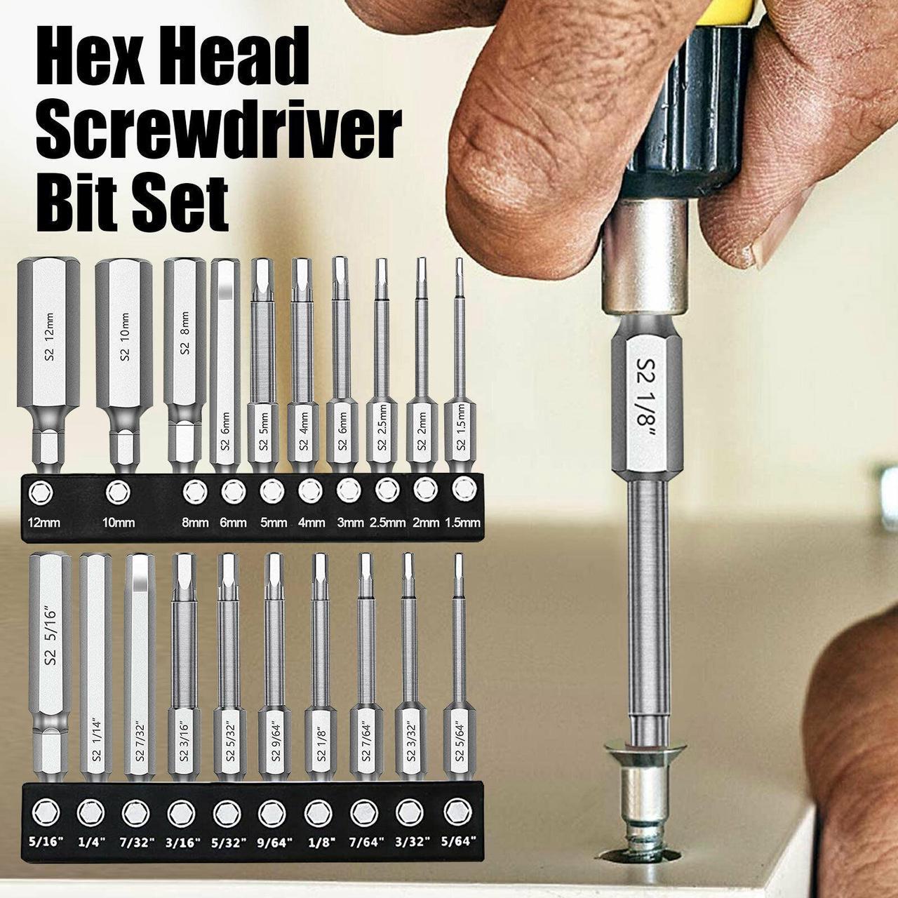 Alt view image 2 of 6 - 20x 1/4" Steel Hex Head Magnetic Wrench Screwdriver Drill Bit Set Metric  SAE