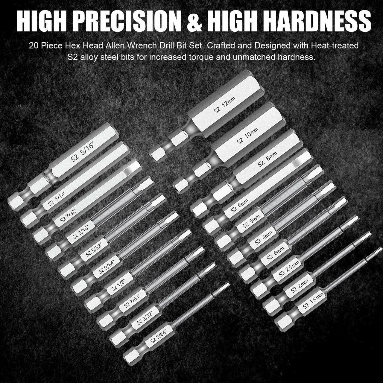 Alt view image 3 of 6 - 20x 1/4" Steel Hex Head Magnetic Wrench Screwdriver Drill Bit Set Metric  SAE