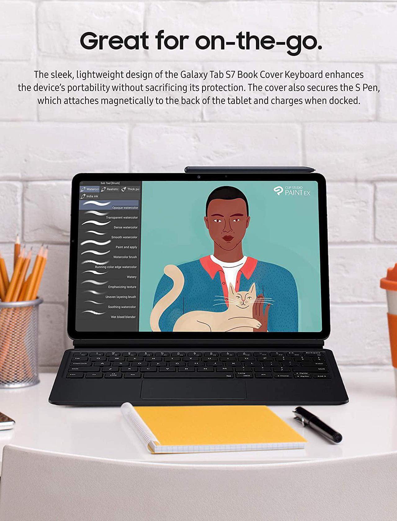 Alt view image 4 of 8 - Samsung Galaxy Tab S7 Keyboard, Black (EF-DT870UBEGUJ)