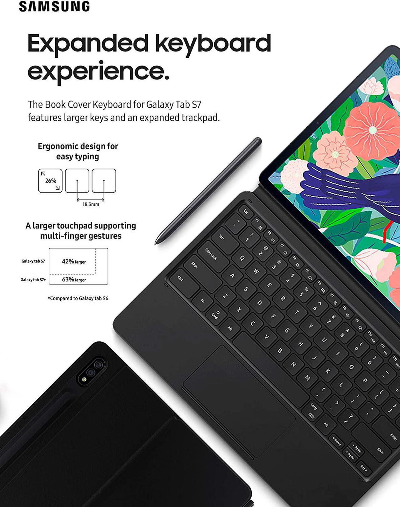 Alt view image 2 of 8 - Samsung Galaxy Tab S7 Keyboard, Black (EF-DT870UBEGUJ)