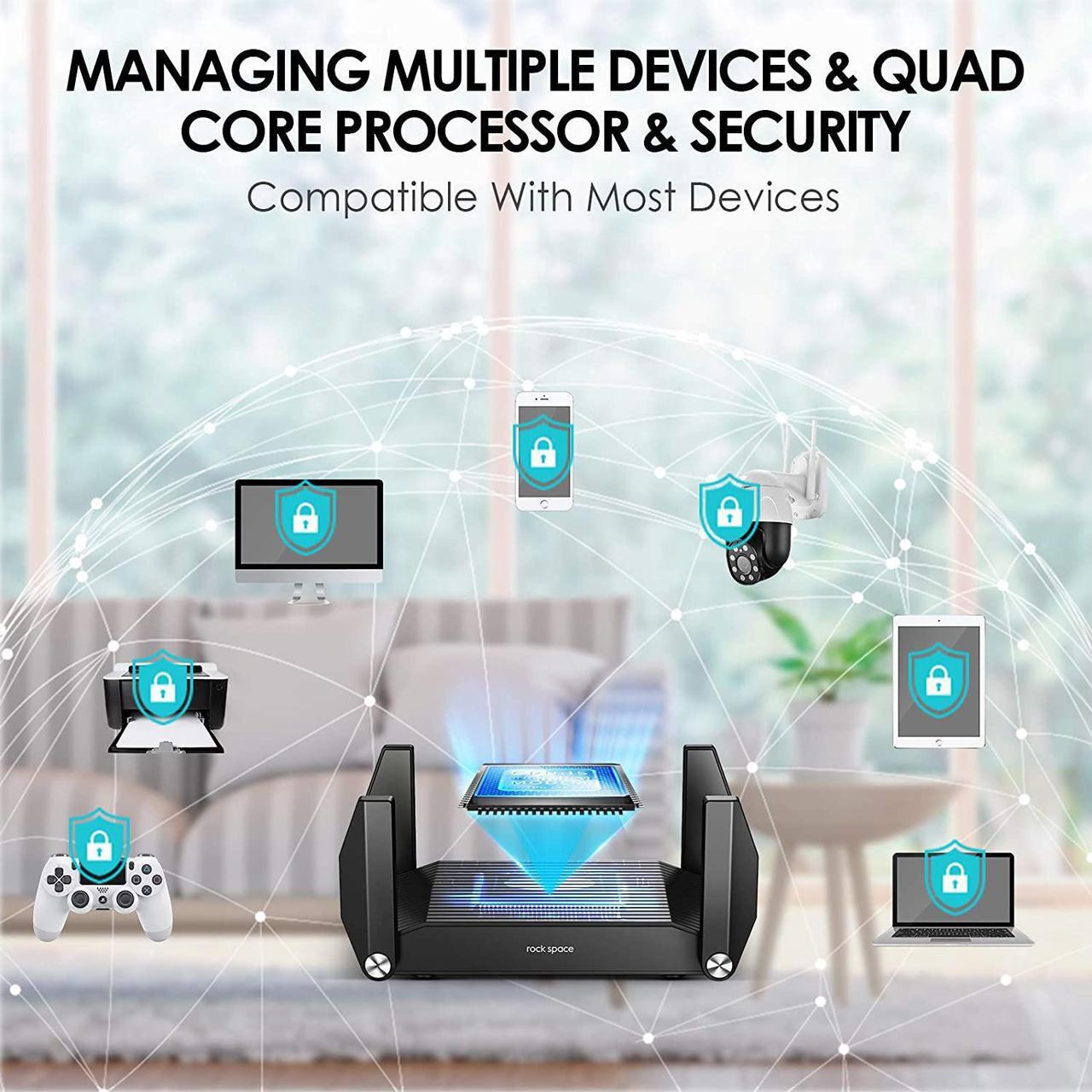 Alt view image 4 of 7 - WiFi Router - Routers for Wireless Internet, Computer Routers, Gaming Router, WiFi 6 Router, AX1800, Wireless Router, MU-MIMO, OFDMA, Gigabit WAN/LAN Ports, USB 3.0, WPS, IPv6, 4K Video Streaming