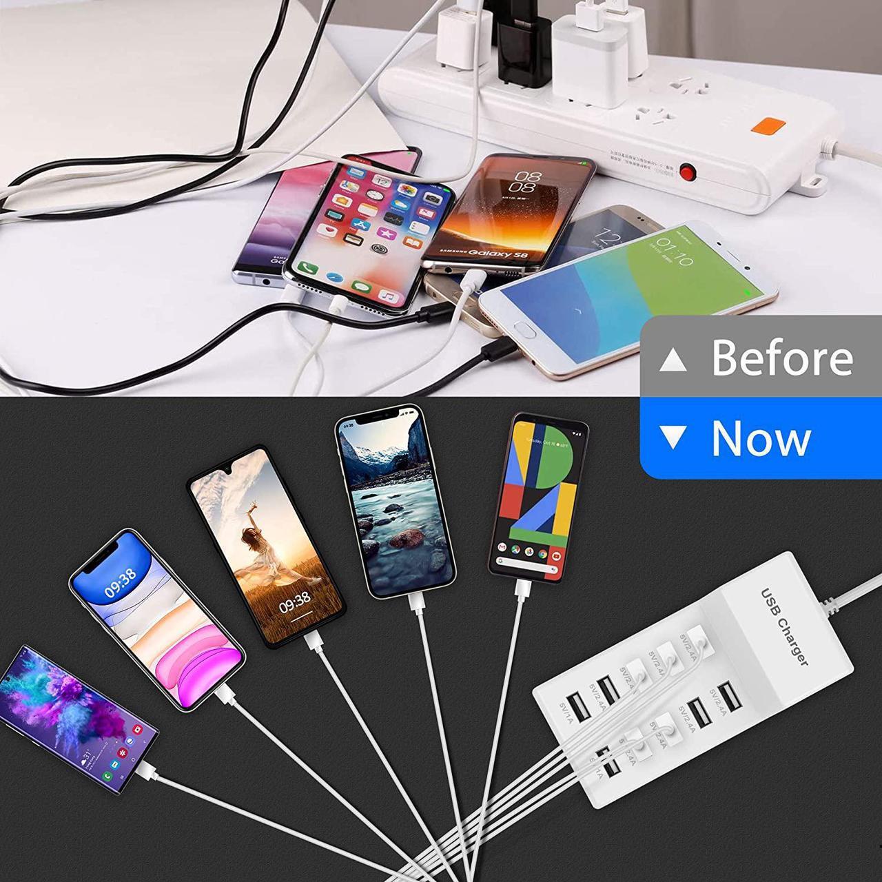 Alt view image 6 of 7 - USB Charger USB Wall Charger with Rapid Charging Auto Detect Technology Safety Guaranteed 10-Port Family-Sized Smart USB Ports for Multiple Devices Smart Phone Tablet Laptop Computer