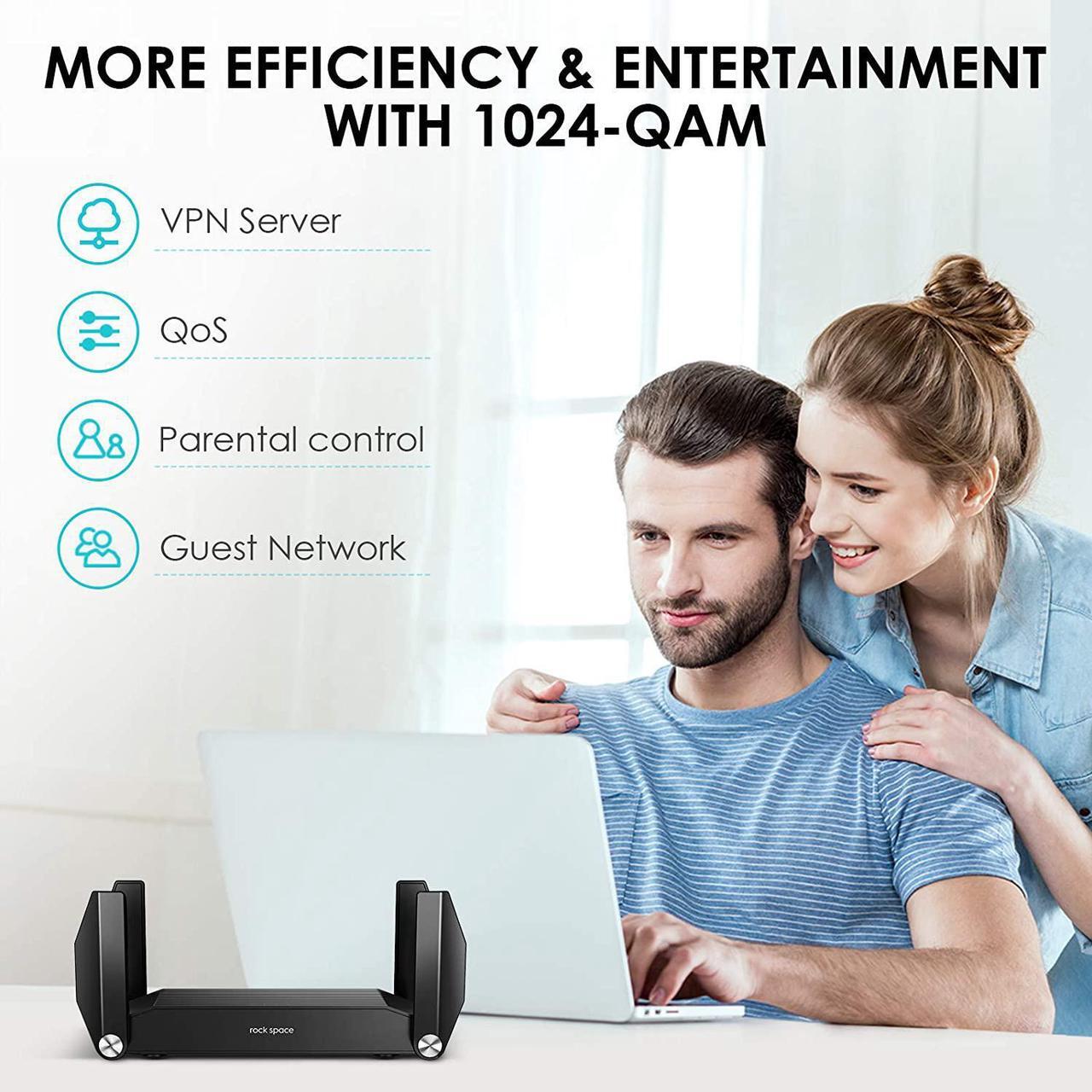 Alt view image 7 of 7 - WiFi Router - Routers for Wireless Internet, Computer Routers, Gaming Router, WiFi 6 Router, AX1800, Wireless Router, MU-MIMO, OFDMA, Gigabit WAN/LAN Ports, USB 3.0, WPS, IPv6, 4K Video Streaming