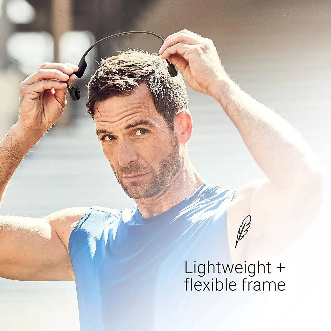 Alt view image 3 of 5 - AfterShokz Air AS650CR Open-Ear Wireless Bone Conduction Headphones with Reflective Strips, Canyon Red