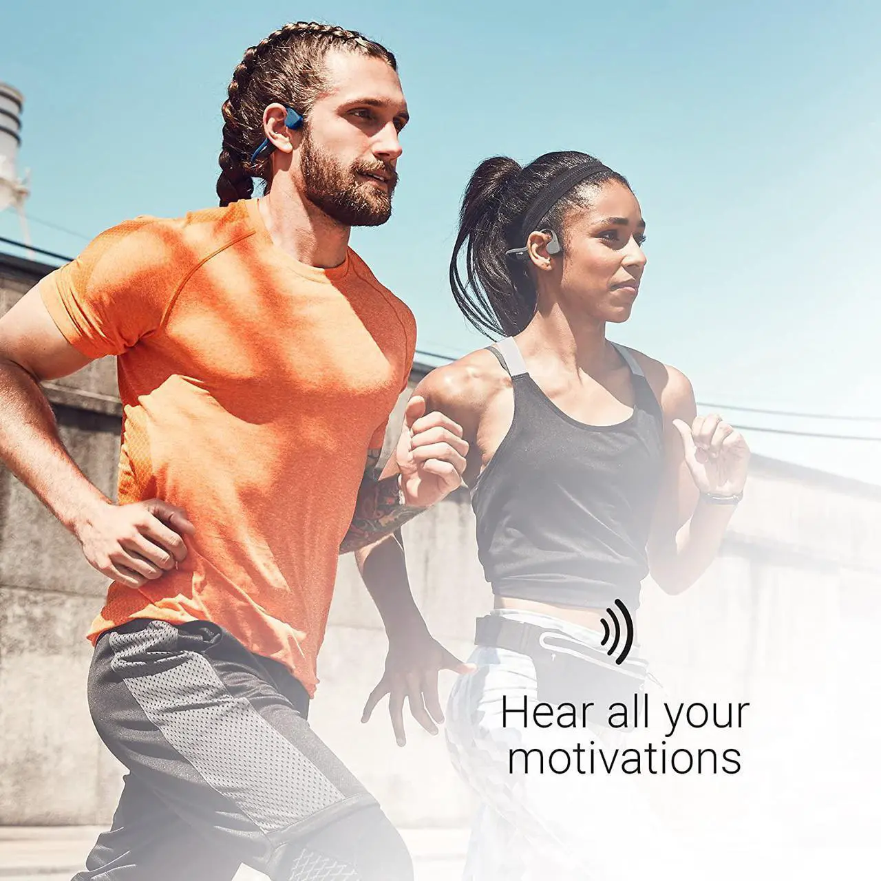 Alt view image 2 of 5 - AfterShokz Air AS650CR Open-Ear Wireless Bone Conduction Headphones with Reflective Strips, Canyon Red