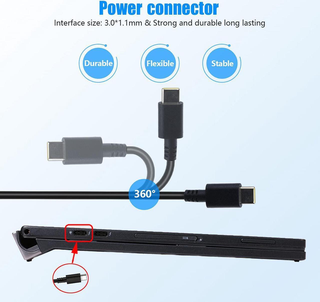 Alt view image 4 of 6 - 65W USB C Type-C AC Adapter Power Cord ADLX65YDC2A for Lenovo ThinkPad E580 E480 X1 X1 Carbon 5th 6th 7th Gen X280 X390 Yoga L490 L590 Laptop AC Power Adapter Supply Cord