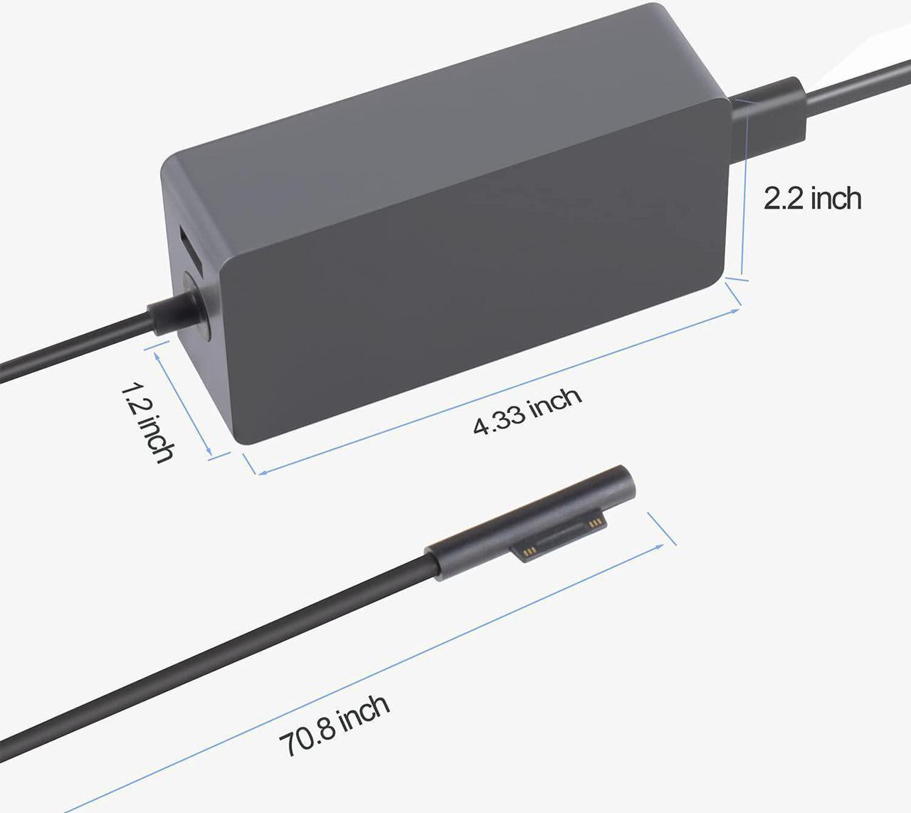 Alt view image 3 of 7 - Surface Book Charger, 102W 15V 6.33A Power Supply AC Adapter Charger for Microsoft Surface Book 2, Surface Pro 7/6/5/4/3, Surface Laptop 3/2, Surface Go, with 6.2ft Power Cord