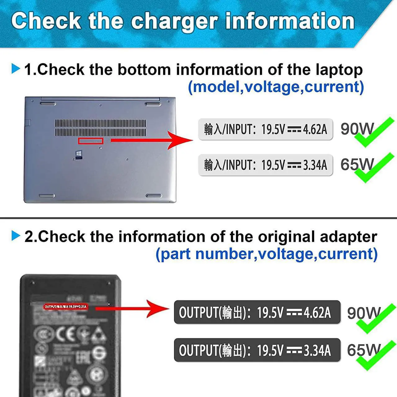 Alt view image 3 of 6 - 19.5V 4.62A 90W AC Adapter Laptop Charger for Dell PA-1900-02D PA-10 LA90PM111 LA65NM130,Inspiron N7010 N7110 N5010,XPS L502x,Latitude E6430 E6420 E6320 E6400 E7240 E5530 E6440 E6540 E7440 E5430 E6510