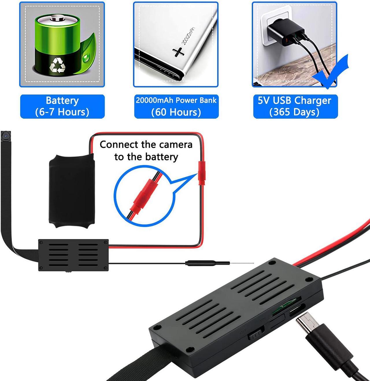 Alt view image 7 of 7 - Spy Camera, 4K HD WiFi Hidden Camera, DIY Tiny Wireless Spy Cam, Mini Camera for Home Surveillance Security Cameras Recorder with Motion Detection for Indoor Outdoor(2.4GHZ Only)