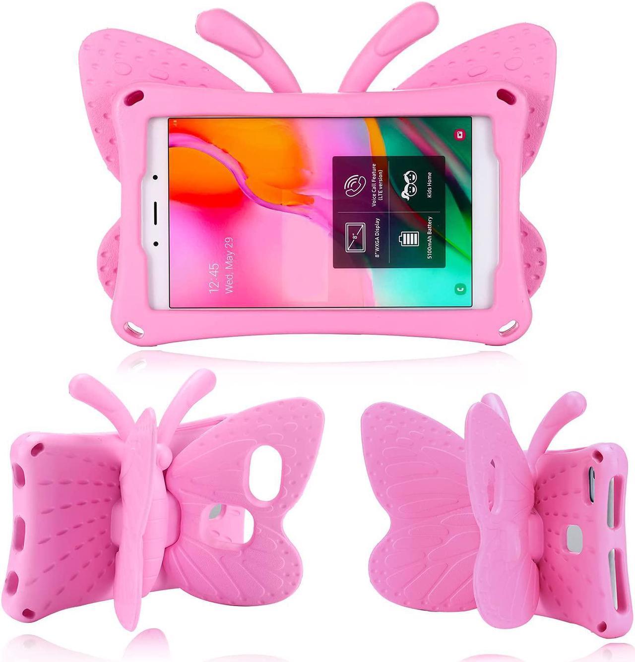 Fire HD 8 Kids Tablet 10th Gen 2020 Pretty Butterfly Case for Kids Girl EVA Foam Full Cover Fire HD 8 Tablet Kids case with Stand Pencil Holder Shockproof Rugged Case for Fire HD 8 Kids (Pink)