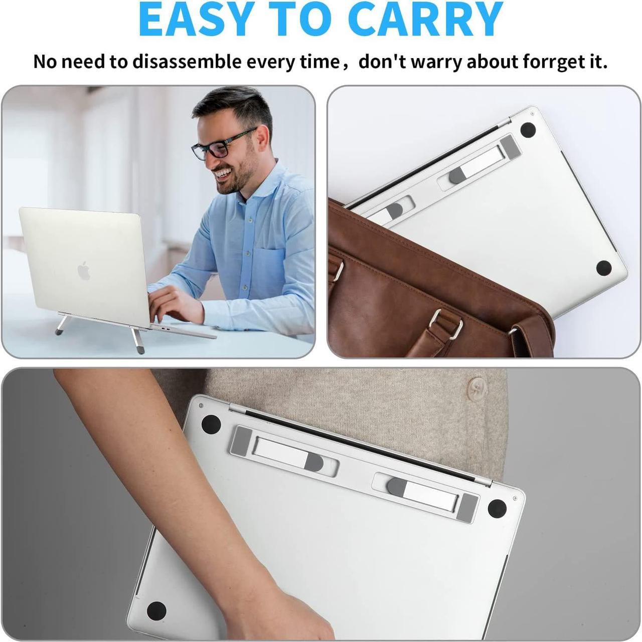 Alt view image 3 of 6 - Riser for Desk,Pop up Laptop Stand,Adjustable Height Self-Adhesive Portable Laptop Stand with Feet, Extend Leg,Foldable Computer Stand for 10-17 Models MacBook Air, Keyboard etc.