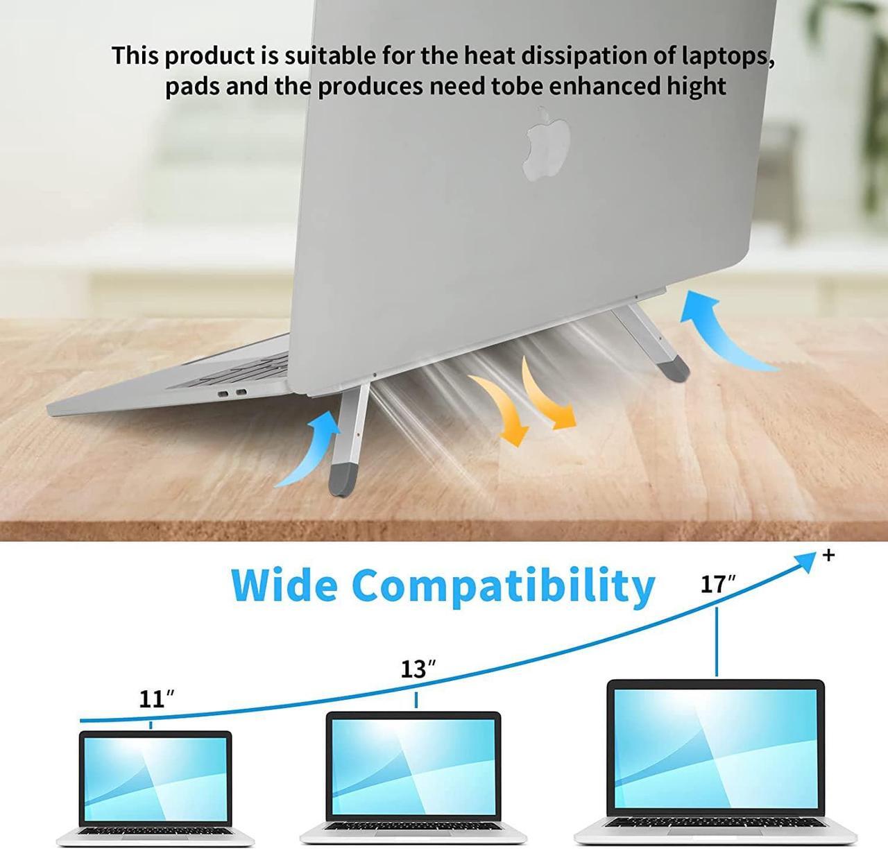 Alt view image 2 of 6 - Riser for Desk,Pop up Laptop Stand,Adjustable Height Self-Adhesive Portable Laptop Stand with Feet, Extend Leg,Foldable Computer Stand for 10-17 Models MacBook Air, Keyboard etc.