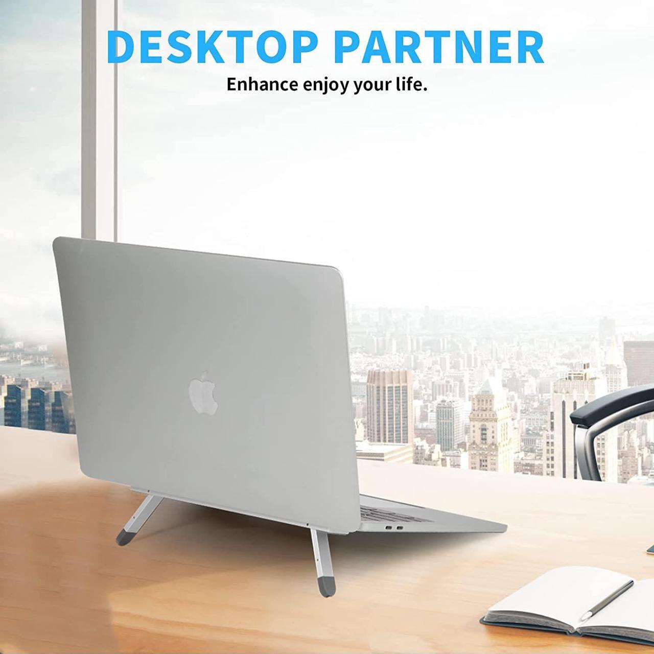 Alt view image 4 of 6 - Riser for Desk,Pop up Laptop Stand,Adjustable Height Self-Adhesive Portable Laptop Stand with Feet, Extend Leg,Foldable Computer Stand for 10-17 Models MacBook Air, Keyboard etc.