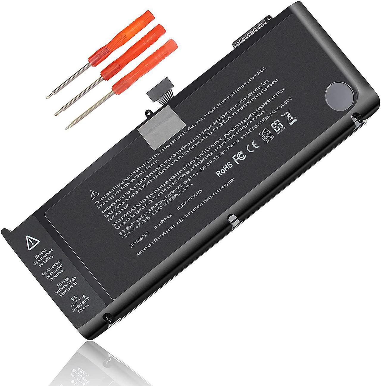 Main image of A1321 A1286 Battery for Mid 2009 2010 MacBook Pro Battery 15 inch, 3icp5/81/77-2 Battery for MacBookPro 5.4,5.3,6.2 MC118 MB985 MB986 MC371L MC372LL MC373LL 10.95V 77.5WH [ 12 Months Warranty]