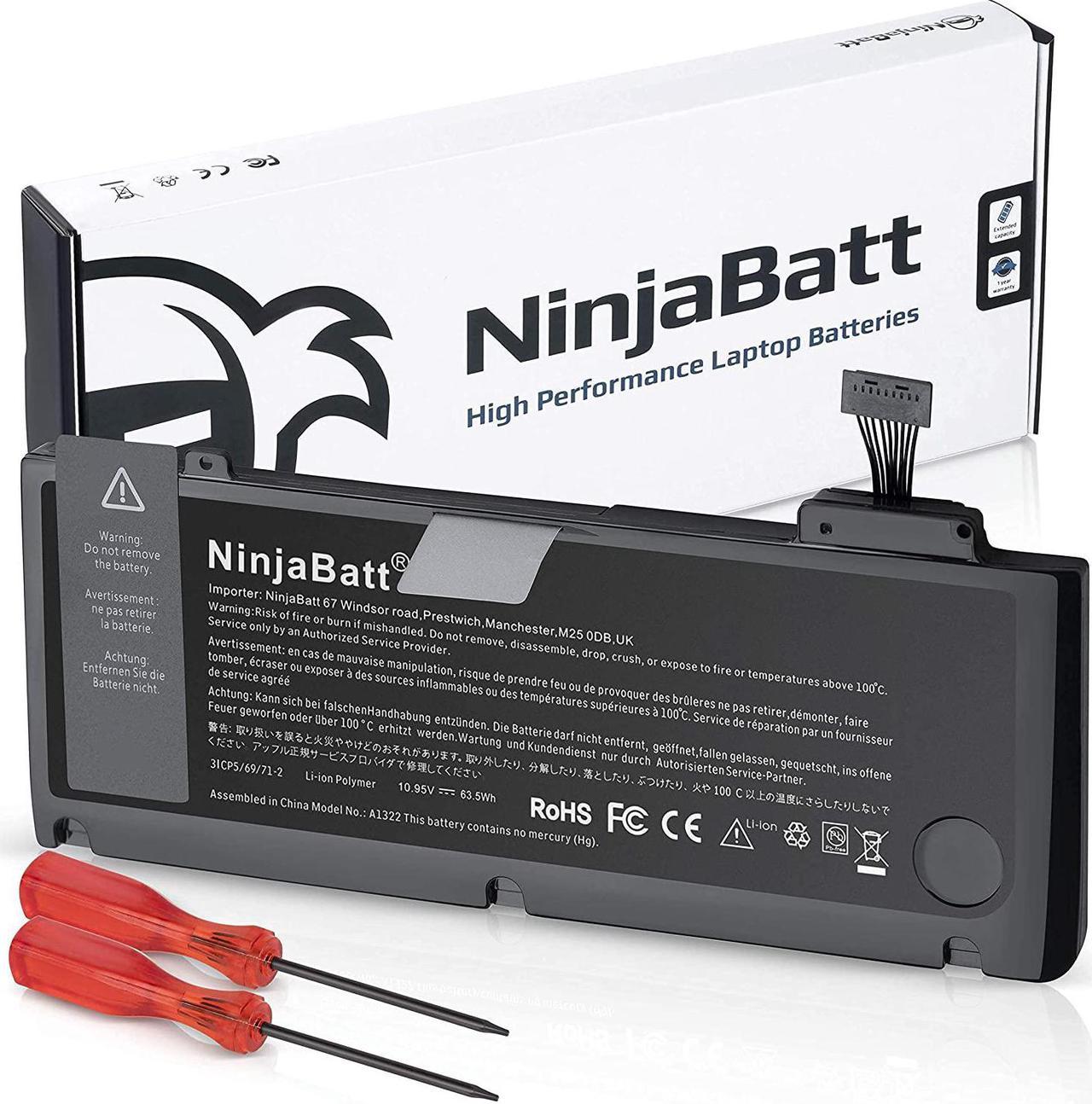 NinjaBatt Battery A1278 A1322 for Apple MacBook Pro 13" [2009 2010 2011 2012 Years] - Long Lasting [63.5Wh/10.95v]