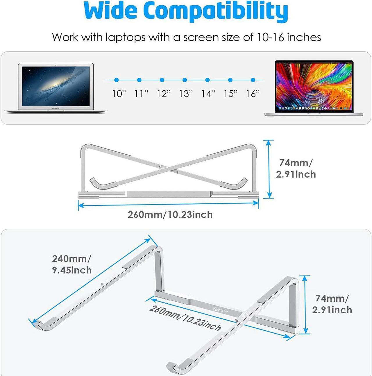 Alt view image 4 of 7 - WixGear Laptop Stand for Desk Adjustable Foldable Lightweight Aluminum Laptop Holder Riser, Flat Folding for Storage/Travel