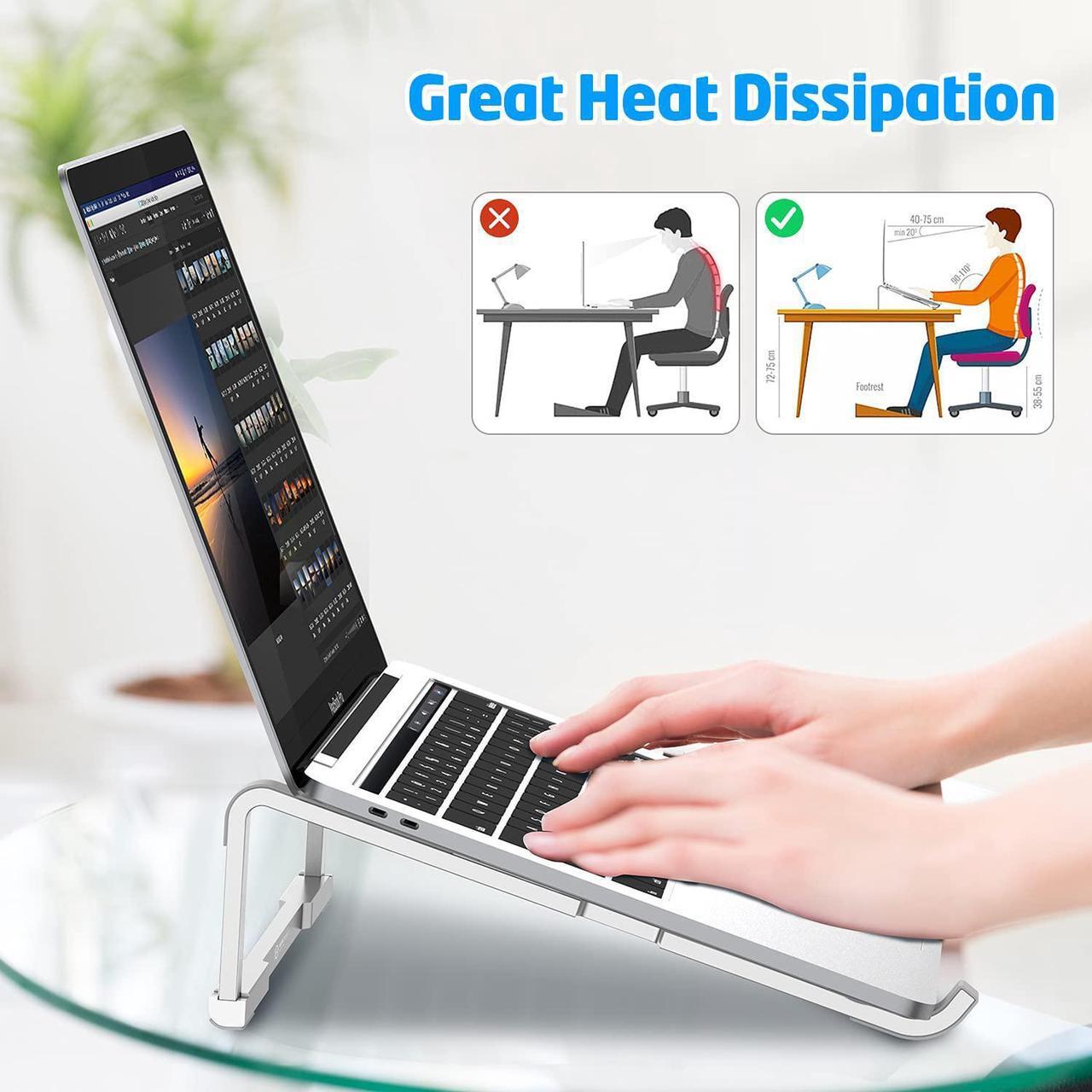 Alt view image 3 of 7 - WixGear Laptop Stand for Desk Adjustable Foldable Lightweight Aluminum Laptop Holder Riser, Flat Folding for Storage/Travel