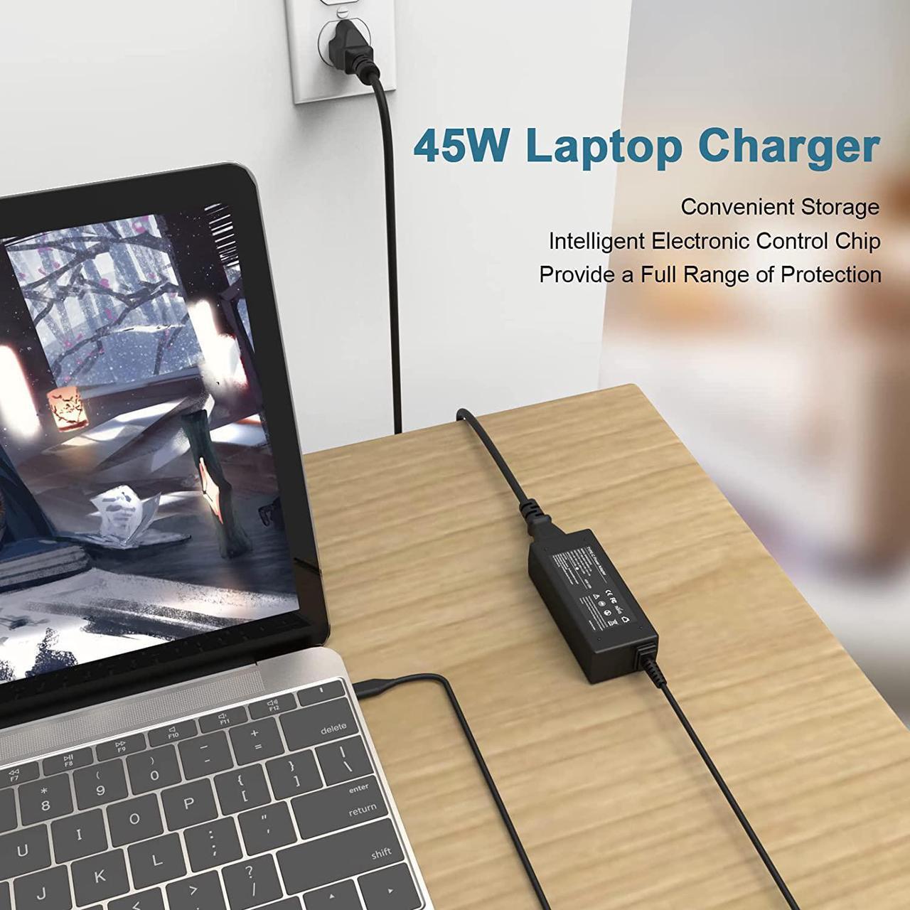 Alt view image 7 of 7 - HP Chromebook Charger Replacement : Universal 45W Type C USB C Chromebook Charger Laptop for HP Chromebook X360 14 Charger, Lenovo Dell Samsung Google Asus Acer Chromebook Charger, Power Cord Adapter