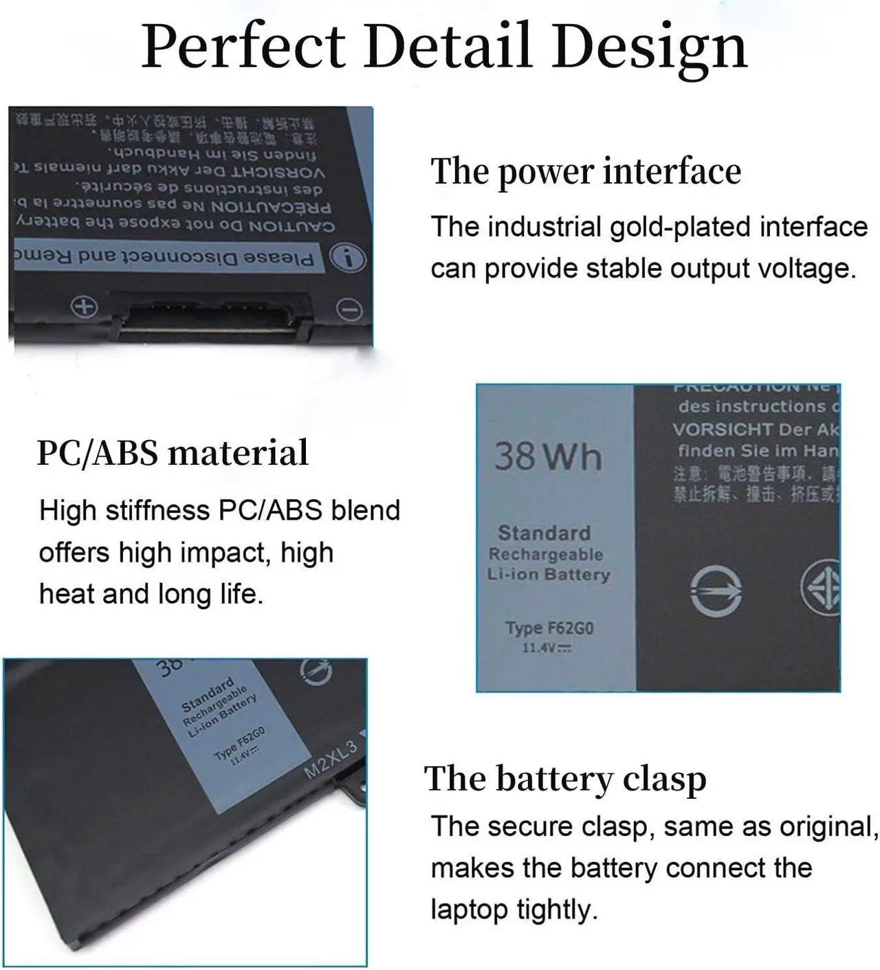 Alt view image 4 of 7 - F62G0 Battery Replacement for Dell Inspiron 13 7000 2 in 1, P83G P83G001 P91G001 P91G P87G 39DY5 039DY5 13 5370 7370 7373 7380 7386 13MF Vostro 5370RPJC3 0RPJC3(38Wh/11.4V)