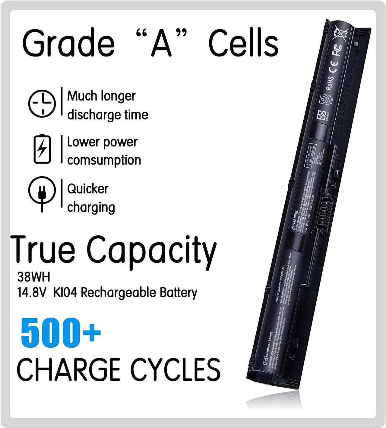 Alt view image 2 of 7 - KI04 K104 KIO4 800049-001 825596-001 Laptop Battery for HP Pavilion 14-ab 15-ab 15-an 17-g 17t-g 800009-421 800010-421 800049-421 800050-001 HSTNN-DB6T HSTNN-LB6S IB6X LB6R HSTNN-LB6T TPN-Q158