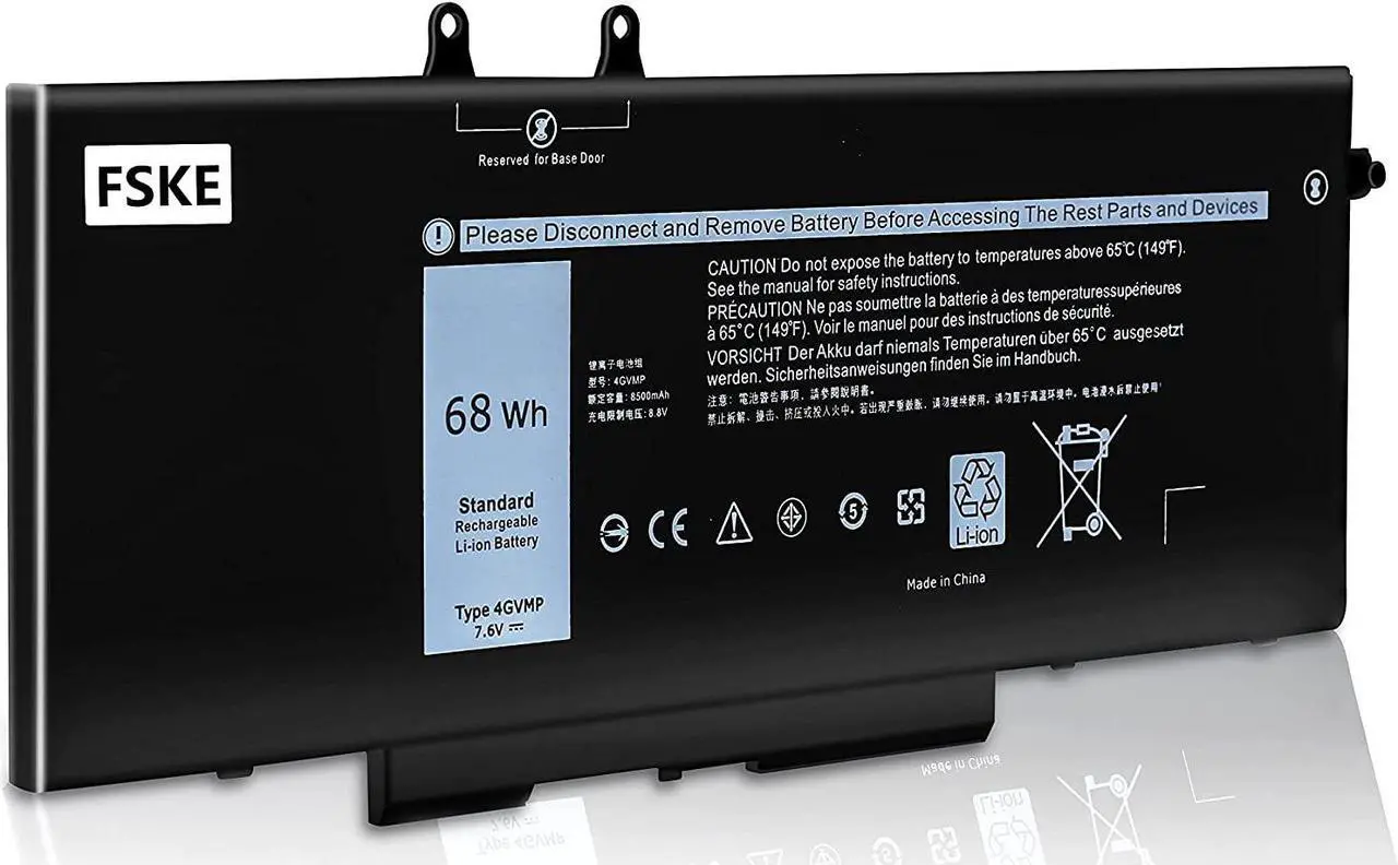 Main image of FSKE 4GVMP Battery 68Wh for Dell Latitude 5400 5500 Inspiron 7590/7591/7791 2-in-1 Precision 3540 3550 Laptop 1V1XF R8D7N 9JRYT RF7WM X77XY C5GV2 MCV1G 7.6V 8500mAh 4-Cell
