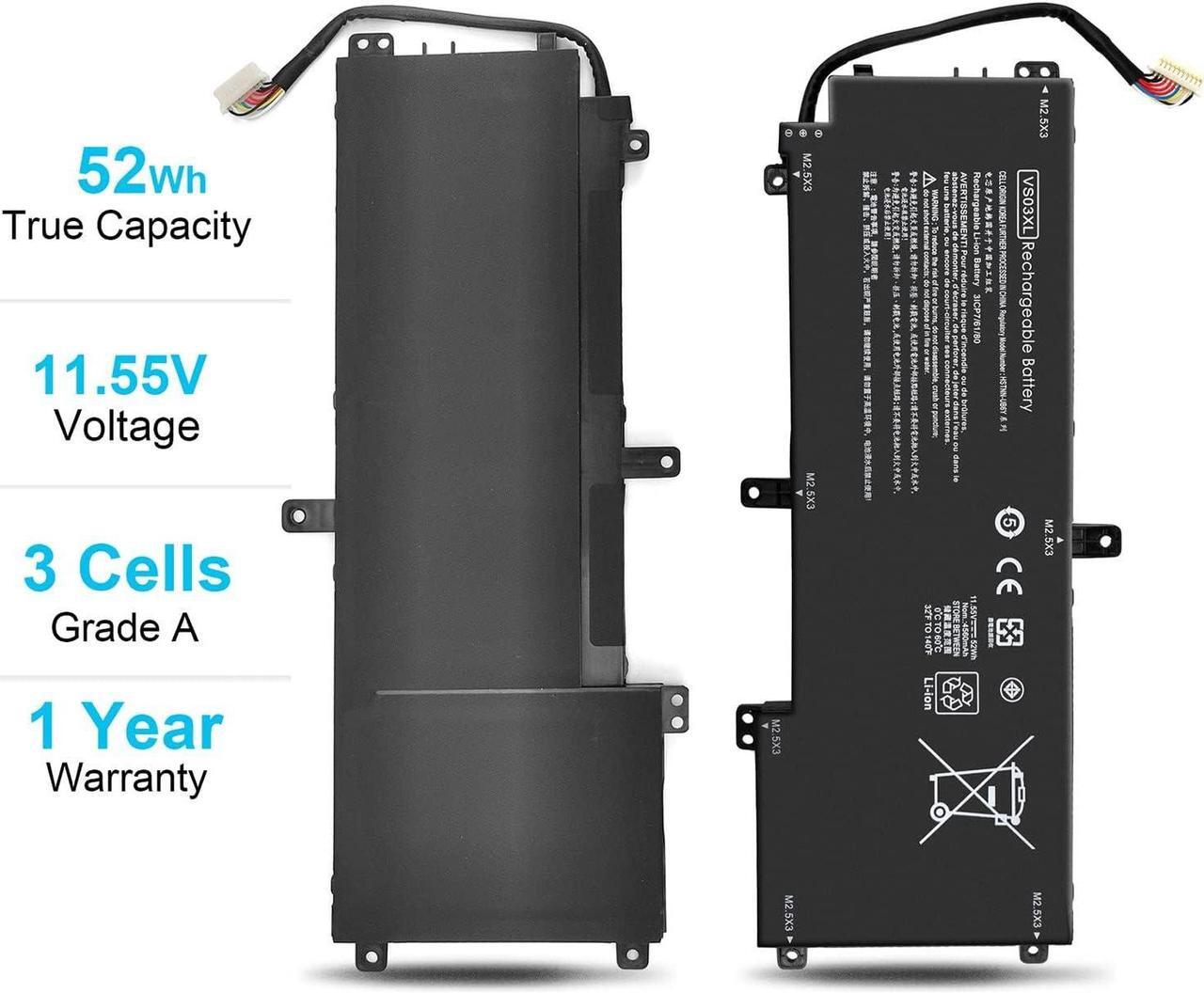 Alt view image 5 of 7 - 52Wh VS03XL 849313-856 Battery Replacement for HP Envy 15t-as100 15t-as000 15-as000 15-as100 15-as133cl 15-as043cl 15-as020nr 15-as031nr 15-as027cl 15-as182cl 849047-541 849313-850 HSTNN-UB6Y 11.55V
