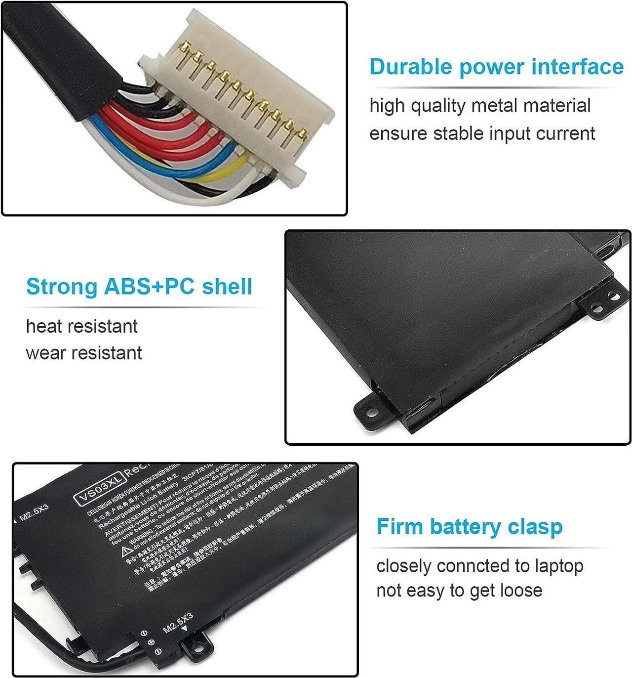 Alt view image 3 of 7 - 52Wh VS03XL 849313-856 Battery Replacement for HP Envy 15t-as100 15t-as000 15-as000 15-as100 15-as133cl 15-as043cl 15-as020nr 15-as031nr 15-as027cl 15-as182cl 849047-541 849313-850 HSTNN-UB6Y 11.55V
