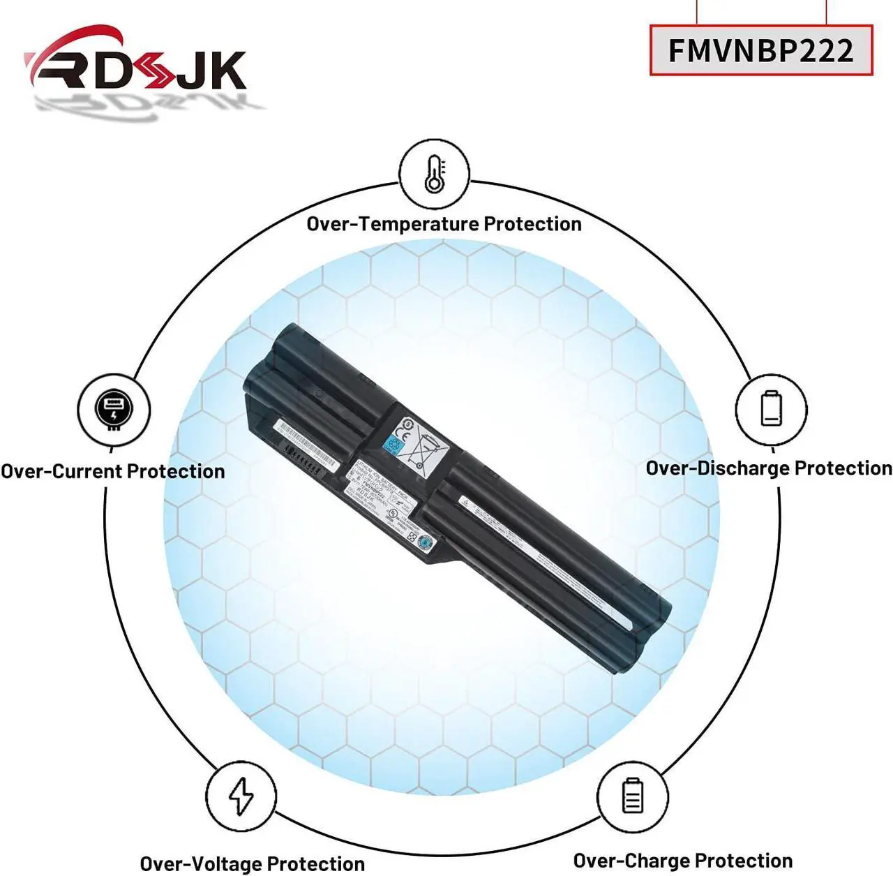 Alt view image 6 of 7 - FPCBP373 FMVNBP222 Laptop Battery for Fujitsu LifeBook T732 T734 T902 Series FPB0283 3INR19/66-2 10.8V 72Wh 6700mAh